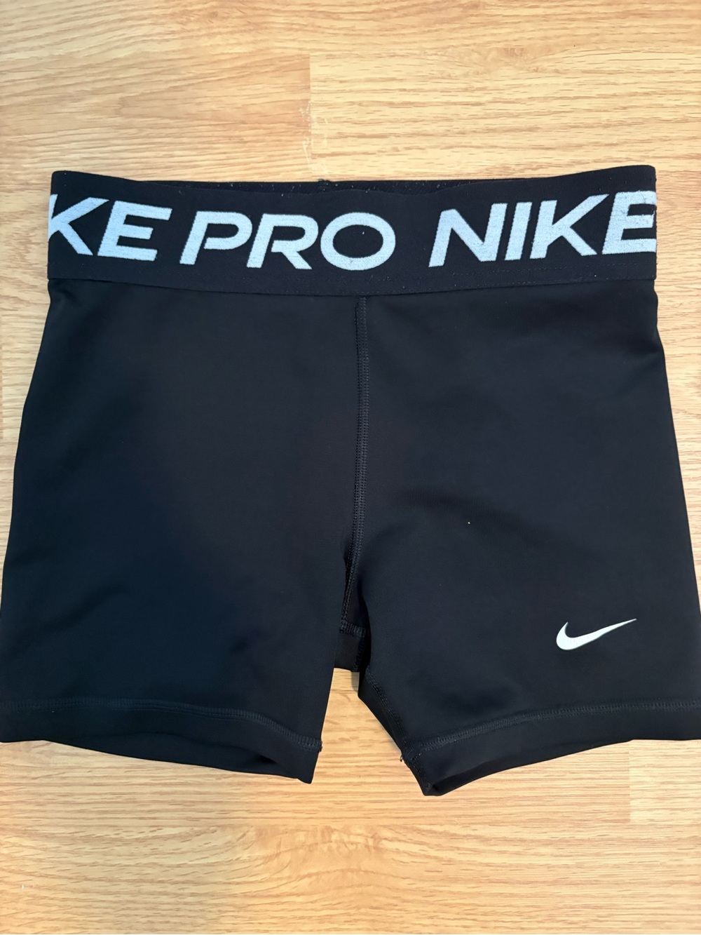Nike Pro Black Athletic Compression Shorts with White Logos